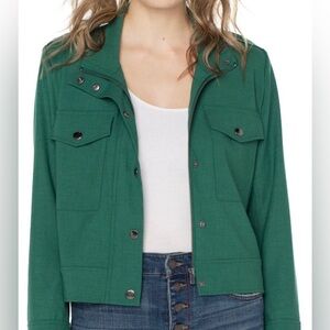 Liverpool Los Angeles Green Utility Crop Lightweight Jacket in Size Medium